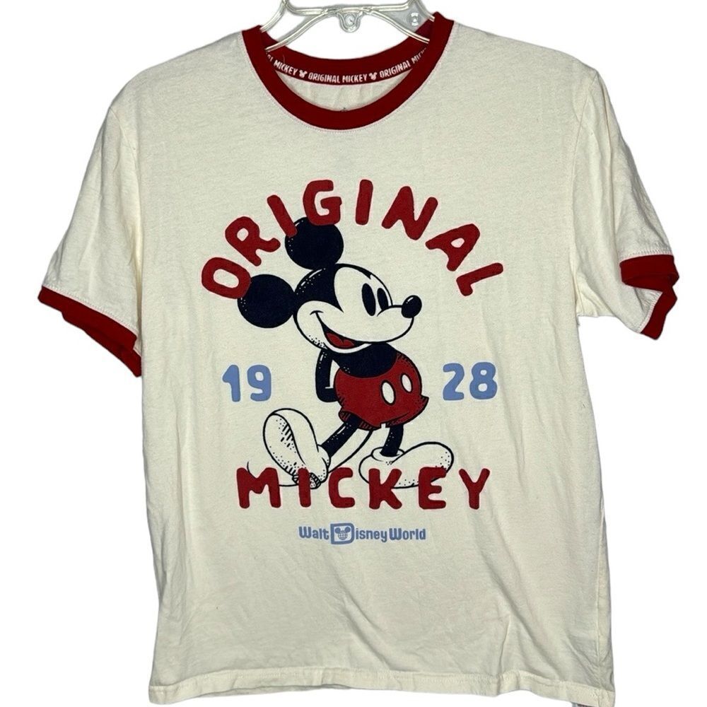 Disney Parks Mickey Mouse T-shirt.  Crew Neck 80’s Retro Vintage Style. Size Sm.